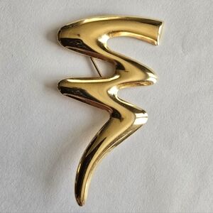 Vintage squiggle brooch gold tone pin